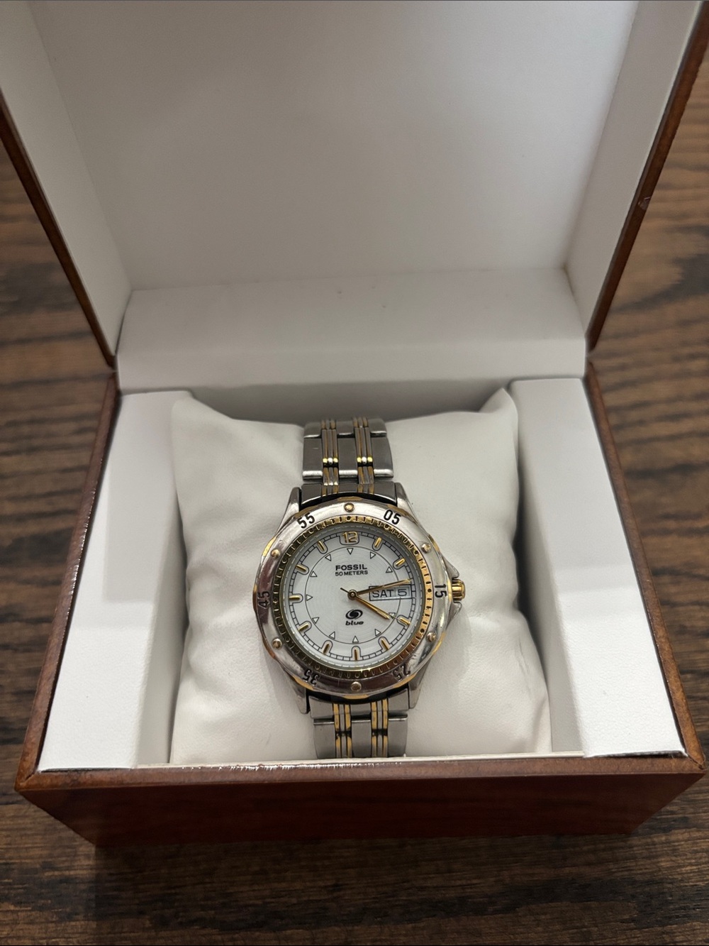 Fossil Men’s Two-Tone Stainless Steel Watch - White Dial with Gold Accents